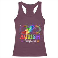 Autism Acceptance Racerback Tank Top Neurodivergent Support Rainbow Feather Infinity Symbol