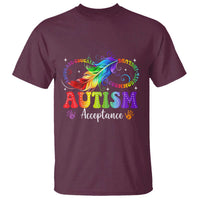 Autism Acceptance T Shirt Neurodivergent Support Rainbow Feather Infinity Symbol