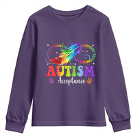 Autism Acceptance Youth Sweatshirt Neurodivergent Support Rainbow Feather Infinity Symbol
