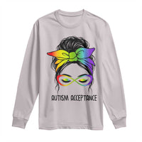 Autism Acceptance Long Sleeve Shirt Neurodiversity Awareness Messy Bun Women