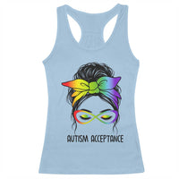 Autism Acceptance Racerback Tank Top Neurodiversity Awareness Messy Bun Women