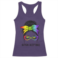 Autism Acceptance Racerback Tank Top Neurodiversity Awareness Messy Bun Women