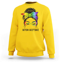 Autism Acceptance Sweatshirt Neurodiversity Awareness Messy Bun Women