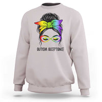 Autism Acceptance Sweatshirt Neurodiversity Awareness Messy Bun Women