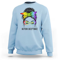 Autism Acceptance Sweatshirt Neurodiversity Awareness Messy Bun Women