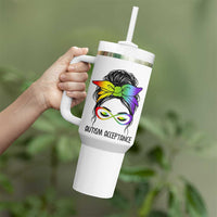 Autism Acceptance Tumbler With Handle Neurodiversity Awareness Messy Bun Women