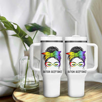 Autism Acceptance Tumbler With Handle Neurodiversity Awareness Messy Bun Women