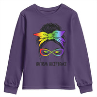 Autism Acceptance Youth Sweatshirt Neurodiversity Awareness Messy Bun Women
