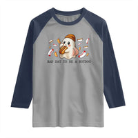 Funny Hot Dog Ghost Halloween Raglan Shirt Bad Day To Be A Hotdog - Wonder Print Shop