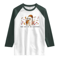 Funny Hot Dog Ghost Halloween Raglan Shirt Bad Day To Be A Hotdog - Wonder Print Shop