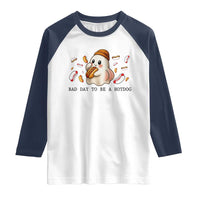 Funny Hot Dog Ghost Halloween Raglan Shirt Bad Day To Be A Hotdog - Wonder Print Shop