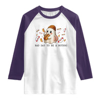 Funny Hot Dog Ghost Halloween Raglan Shirt Bad Day To Be A Hotdog - Wonder Print Shop