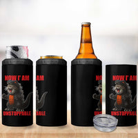 Now I Am Unstoppable 4 in 1 Can Cooler Tumbler Funny Cute Cat Catzilla - Wonder Print Shop