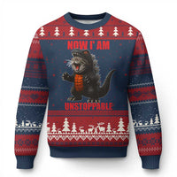 Now I Am Unstoppable Ugly Christmas Sweater Funny Cute Cat Catzilla - Wonder Print Shop