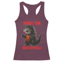Now I Am Unstoppable Racerback Tank Top Funny Cute Cat Catzilla - Wonder Print Shop