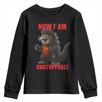 Now I Am Unstoppable Youth Sweatshirt Funny Cute Cat Catzilla - Wonder Print Shop