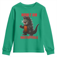 Now I Am Unstoppable Youth Sweatshirt Funny Cute Cat Catzilla - Wonder Print Shop