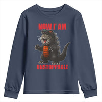 Now I Am Unstoppable Youth Sweatshirt Funny Cute Cat Catzilla - Wonder Print Shop