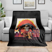 Catzilla Funny Cat Japanese Cityscape Throw Blanket - Wonder Print Shop
