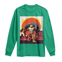Catzilla Funny Cat Japanese Cityscape Long Sleeve Shirt - Wonder Print Shop