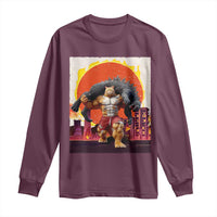 Catzilla Funny Cat Japanese Cityscape Long Sleeve Shirt - Wonder Print Shop