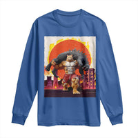 Catzilla Funny Cat Japanese Cityscape Long Sleeve Shirt - Wonder Print Shop