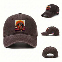 Japanese Kaiju Cat Cityscape Meme Washed Cotton Baseball Cap