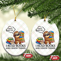 That Is What I Do I Read Books Ceramic Ornament Funny Sloth Book Lover - Wonder Print Shop