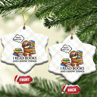 That Is What I Do I Read Books Ceramic Ornament Funny Sloth Book Lover - Wonder Print Shop