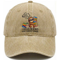 That Is What I Do I Read Books Washed Cotton Baseball Cap Funny Sloth Book Lover