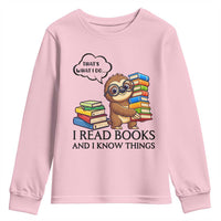 That Is What I Do I Read Books Youth Sweatshirt Funny Sloth Book Lover - Wonder Print Shop