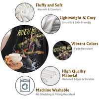 Rock And Roll Throw Blanket Funny Dionasaur Playing Guitar - Wonder Print Shop
