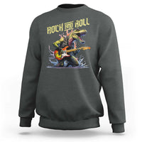 Rock And Roll Sweatshirt Funny Dionasaur Playing Guitar - Wonder Print Shop