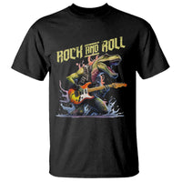 Rock And Roll T Shirt Funny Dionasaur Playing Guitar - Wonder Print Shop