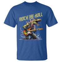 Rock And Roll T Shirt Funny Dionasaur Playing Guitar - Wonder Print Shop