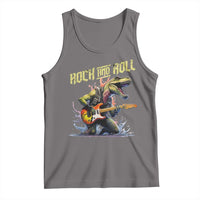 Rock And Roll Tank Top Funny Dionasaur Playing Guitar - Wonder Print Shop