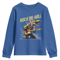 Rock And Roll Youth Sweatshirt Funny Dionasaur Playing Guitar - Wonder Print Shop