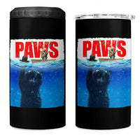 Funny Black Cat 4 in 1 Can Cooler Tumbler PAWS Parody Kitten Mouse Humorous - Wonder Print Shop