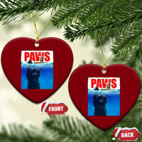 Funny Black Cat Ceramic Ornament PAWS Parody Kitten Mouse Humorous - Wonder Print Shop