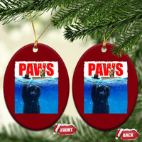 Funny Black Cat Ceramic Ornament PAWS Parody Kitten Mouse Humorous - Wonder Print Shop