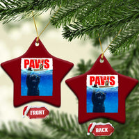 Funny Black Cat Ceramic Ornament PAWS Parody Kitten Mouse Humorous - Wonder Print Shop