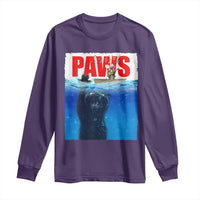 Funny Black Cat Long Sleeve Shirt PAWS Parody Kitten Mouse Humorous - Wonder Print Shop