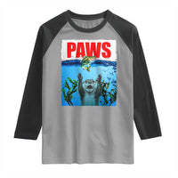 Paws Parody Raglan Shirt Otter Chasing Bass Fish Ocean - Wonder Print Shop