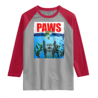 Paws Parody Raglan Shirt Otter Chasing Bass Fish Ocean - Wonder Print Shop