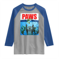 Paws Parody Raglan Shirt Otter Chasing Bass Fish Ocean - Wonder Print Shop