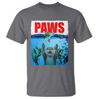 Paws Parody T Shirt Otter Chasing Bass Fish Ocean - Wonder Print Shop