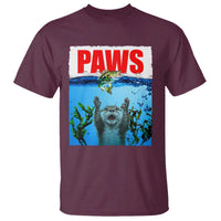 Paws Parody T Shirt Otter Chasing Bass Fish Ocean - Wonder Print Shop