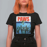 Paws Parody T Shirt For Women Otter Chasing Bass Fish Ocean - Wonder Print Shop