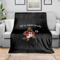 Off to Watch Canada Throw Blanket Patriotic Canadian Beaver Football Soccer Fan Gift