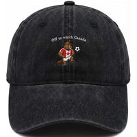 Off to Watch Fioty Canadian Beaver Washed Cotton Baseball Cap Patriotic Canada Football Soccer Fan Gift